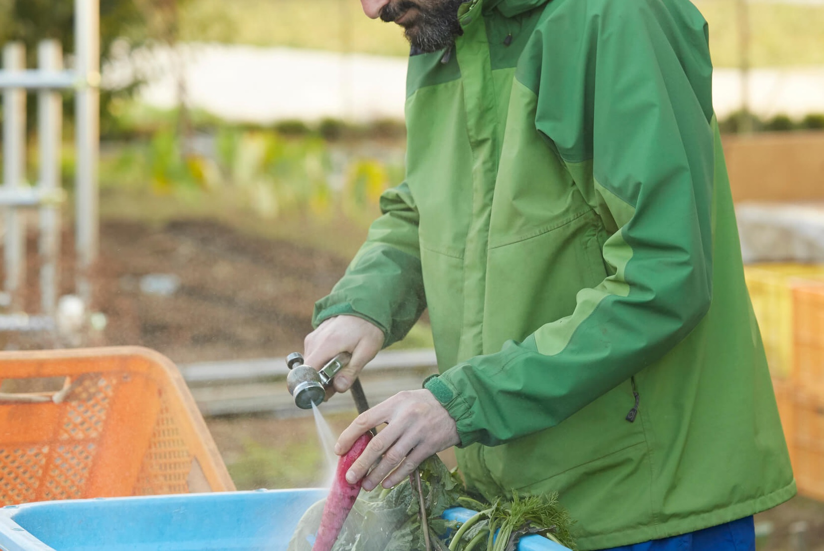 強風時の農作業イメージ